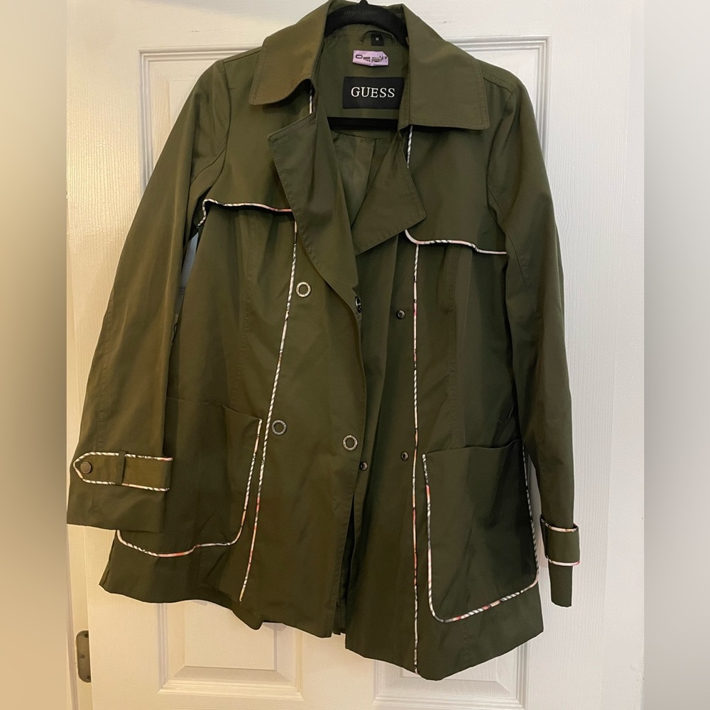 Guess rain coat, outerwear jacket.
